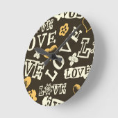 Hand Drawn Love Pattern Ronde Klok (Hoek)