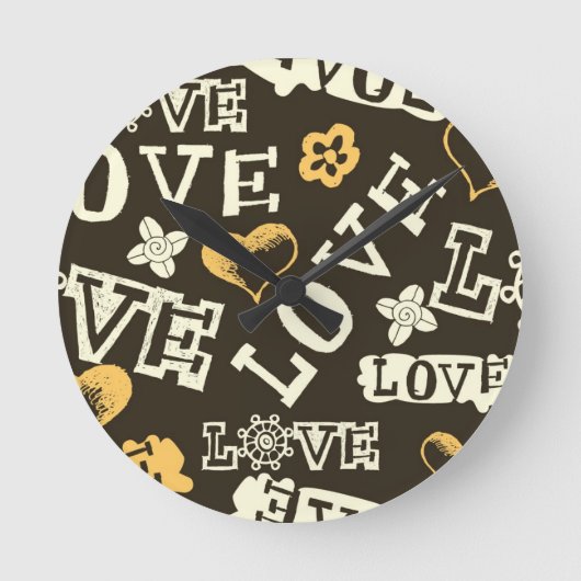 Hand Drawn Love Pattern Ronde Klok (Voorkant)
