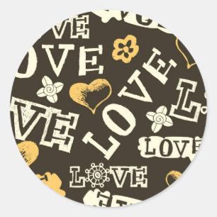 Hand Drawn Love Pattern Ronde Sticker