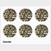 Hand Drawn Love Pattern Ronde Sticker (Vel)