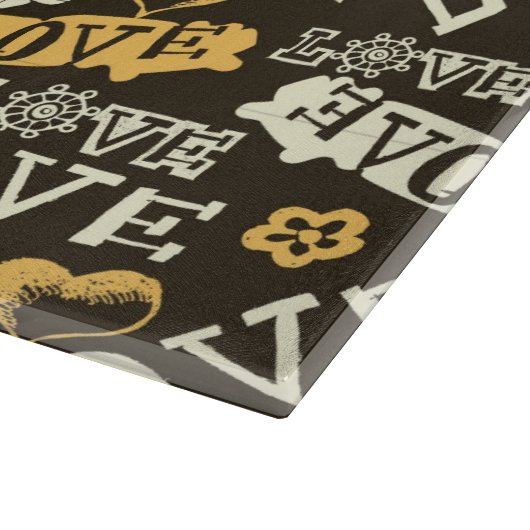 Hand Drawn Love Pattern Snijplank (Hoek)