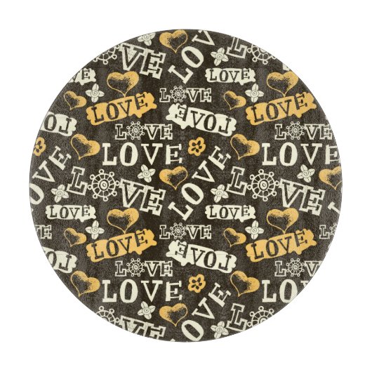 Hand Drawn Love Pattern Snijplank (Voorkant)