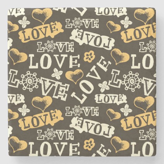 Hand Drawn Love Pattern Stenen Onderzetter (Voorkant)