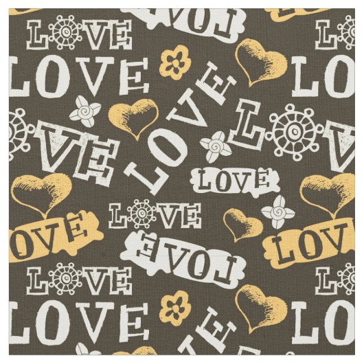 Hand Drawn Love Pattern Stof (Close Up)