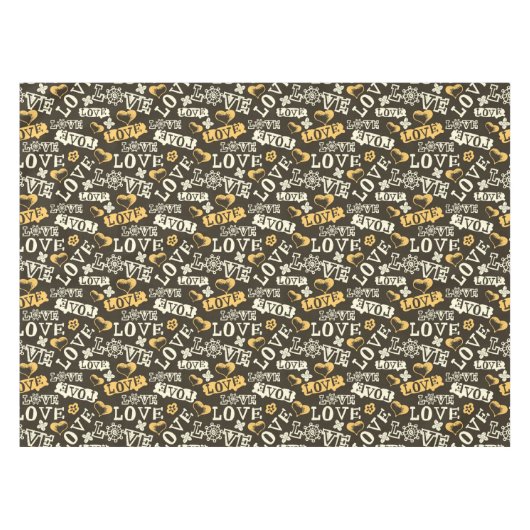 Hand Drawn Love Pattern Tafelkleed (Voorkant (Horizontaal))