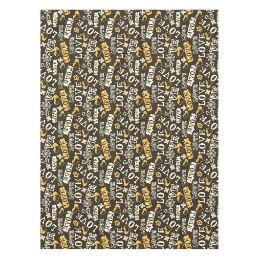 Hand Drawn Love Pattern Tafelkleed (Voorkant)