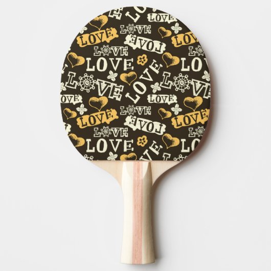 Hand Drawn Love Pattern Tafeltennisbatje (Voorkant)