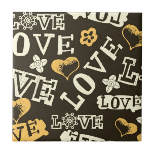 Hand Drawn Love Pattern Tegeltje