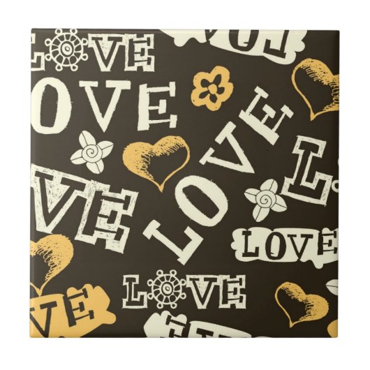 Hand Drawn Love Pattern Tegeltje (Voorkant)