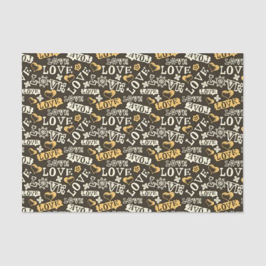 Hand Drawn Love Pattern Tissuepapier (Voorkant)