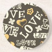 Hand Drawn Love Pattern Zandsteen Onderzetter (Voorkant)