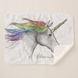 Hand Drawn Magical Unicorn. Geloof in Miracles. Sherpa Deken