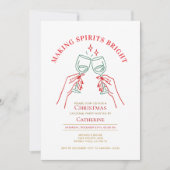 Hand Drawn Making Spirit Bright Christmas Party Kaart (Voorkant)