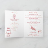 Hand Drawn Maroon Wedding Order of Service Programma (Binnen)