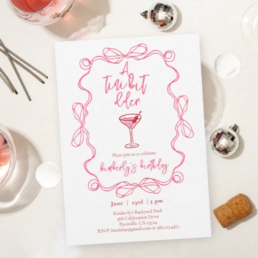 Hand drawn Martini A Tiny Bit Older Birthday Party Kaart