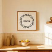 Hand-Drawn Mediterranean Lemon Wreath Art Poster