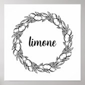 Hand-Drawn Mediterranean Lemon Wreath Art Poster (Voorkant)