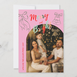 Hand Drawn Merry and Bright Arch Photo Christmas Feestdagenkaart
