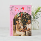Hand Drawn Merry and Bright Arch Photo Christmas Feestdagenkaart (Staand voorkant)
