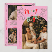 Hand Drawn Merry and Bright Arch Photo Christmas Feestdagenkaart (Voorkant / Achterkant)