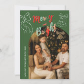 Hand Drawn Merry and Bright Arch Photo Christmas Feestdagenkaart (Voorkant)