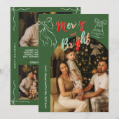 Hand Drawn Merry and Bright Arch Photo Christmas Feestdagenkaart (Voorkant / Achterkant)