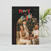 Hand Drawn Merry and Bright Arch Photo Christmas Feestdagenkaart (Staand voorkant)