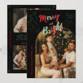 Hand Drawn Merry and Bright Arch Photo Christmas Feestdagenkaart (Voorkant / Achterkant)