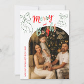 Hand Drawn Merry and Bright Arch Photo Christmas Feestdagenkaart (Voorkant)