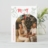 Hand Drawn Merry and Bright Arch Photo Christmas Feestdagenkaart (Staand voorkant)
