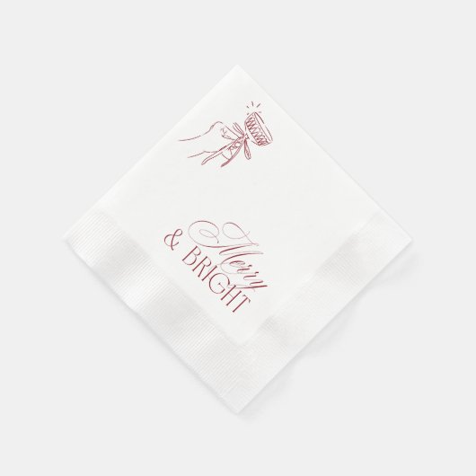 Hand Drawn Merry & Bright Christmas Holiday Party Servet (Hoek)