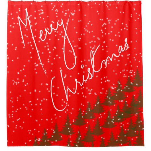 Hand-Drawn Merry Christmas Douchegordijn (Voorkant)