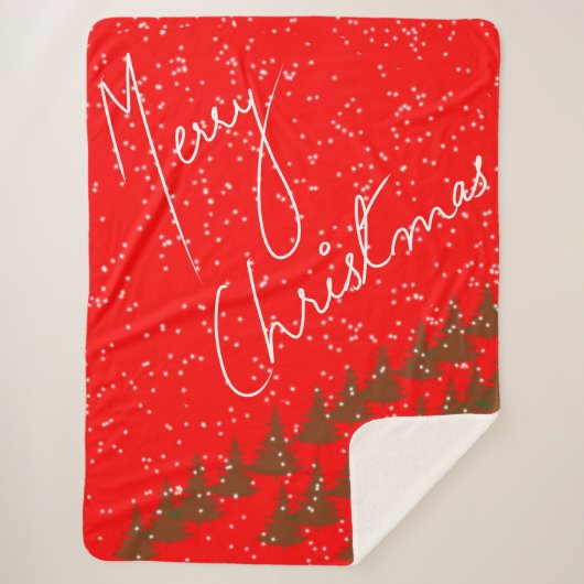 Hand-Drawn Merry Christmas Sherpa Deken (Voorkant)