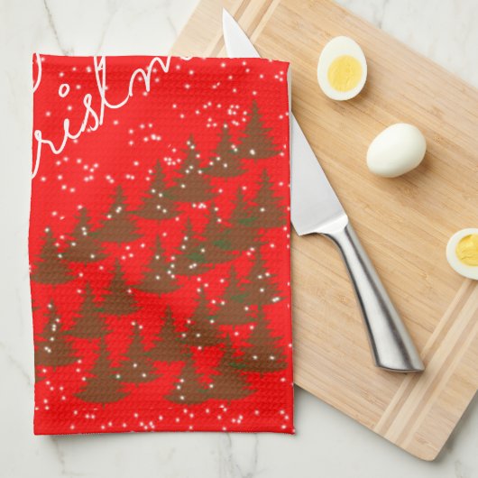 Hand-Drawn Merry Christmas Theedoek (Quarter Fold)