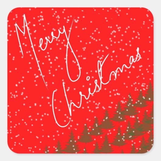 Hand-Drawn Merry Christmas Vierkante Sticker (Voorkant)