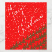 Hand-Drawn Merry Christmas Wijn Etiket (Enkel label)
