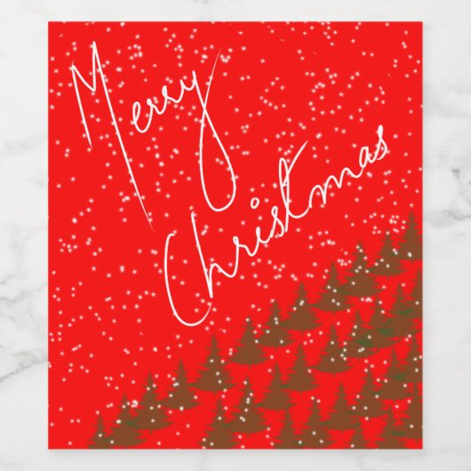 Hand-Drawn Merry Christmas Wijn Etiket (Enkel label)