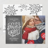 Hand Drawn Merry Kisses Typografie Kerstfoto Feestdagenkaart (Voorkant / Achterkant)