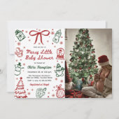 Hand Drawn Merry Little Baby Shower Photo Kaart (Voorkant)