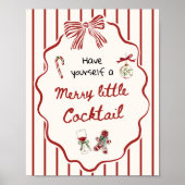 Hand Drawn Merry Little Cocktail Christmas Bar Poster (Voorkant)