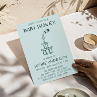 Hand Drawn Minimalist Baby Shower Party Kaart