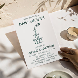 Hand Drawn Minimalist Baby Shower Party Kaart