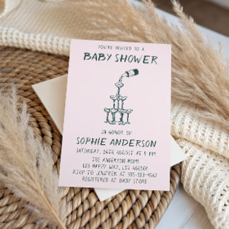 Hand Drawn Minimalist Baby Shower Party Kaart