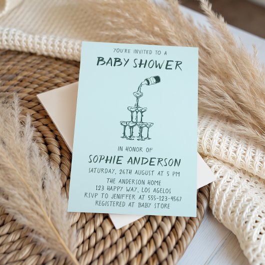 Hand Drawn Minimalist Baby Shower Party  Kaart