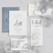 Hand Drawn Minimalist Church Venue, Wedding Acryl Uitnodigingen