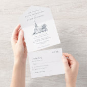 Hand Drawn Minimalist Church Venue, Wedding Acryl Uitnodigingen