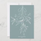 Hand Drawn Mistletoe & Bow Christmas Dusty Green Feestdagenkaart (Voorkant)