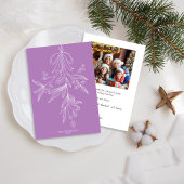 Hand Drawn Mistletoe & Bow Christmas Wisteria Feestdagenkaart