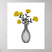 Hand-Drawn Mixed Media Flowers in Vase Poster (Voorkant)