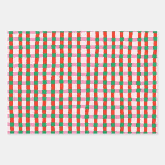 Hand Drawn Modern Christmas Plaids Inpakpapier Vel (Voorkant 3)